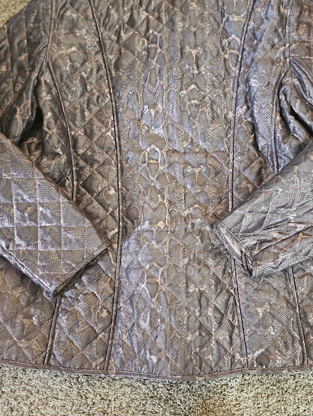 NWT Chico's Women's Quilted Metallic Python Snake Print Jacket - Picture 12 of 13